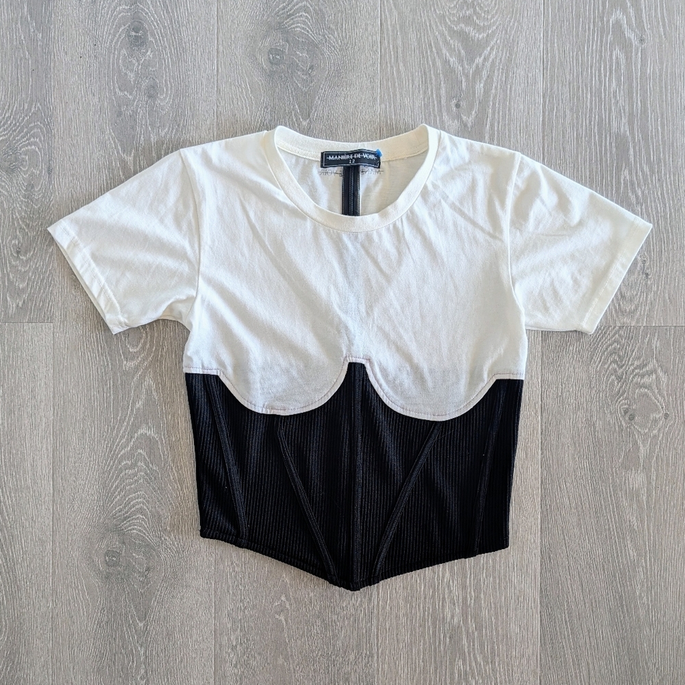 Maniere De Voir T-shirt With Black Underbust Corset - Size 12 (US)